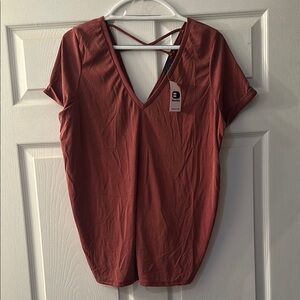 Daytrip Red Backless Short Sleeve Blouse